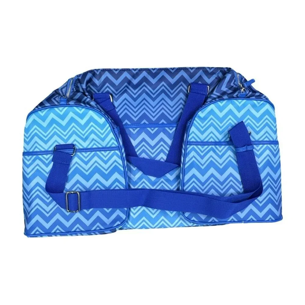 MISSONI Parfum Men’s GWP Blue Chevron Duffle Weekender Bag - 23” x 10” x 11”